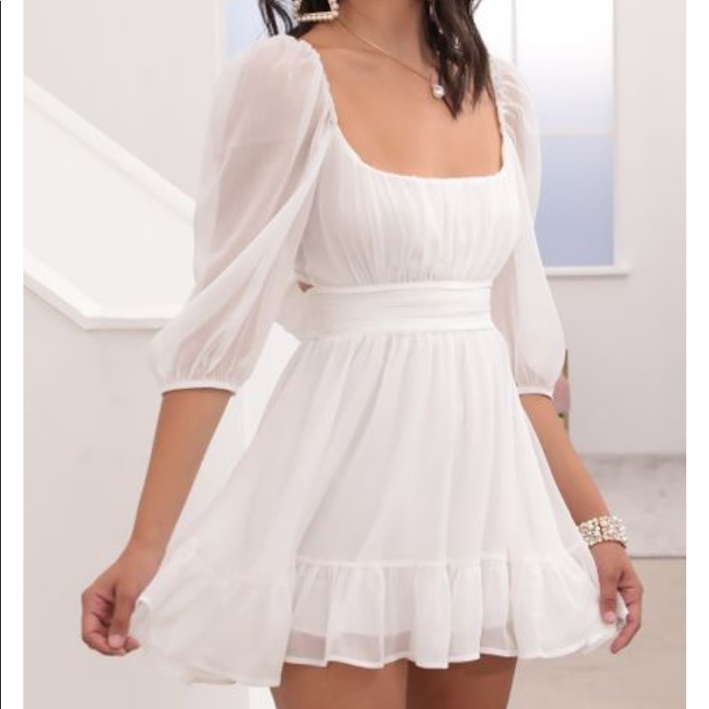 Lucyinthesky white ruffle chiffon dress